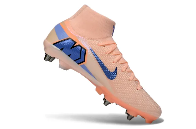 Nike Orange Blue High-Cut Sock-Fit Collar Flyknit Upper Firm-Ground Soccer Shoes 2
