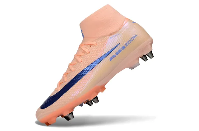 Nike Orange Blue High-Cut Sock-Fit Collar Flyknit Upper Firm-Ground Soccer Shoes 3