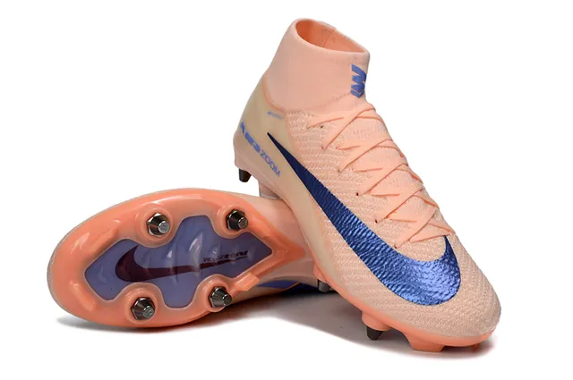 Nike Orange Blue High-Cut Sock-Fit Collar Flyknit Upper Firm-Ground Soccer Shoes 4