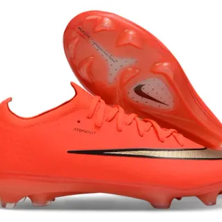 Nike Orange Gold Low-Cut Knit Upper Sock-Fit Collar Firm-Ground Soccer Shoes