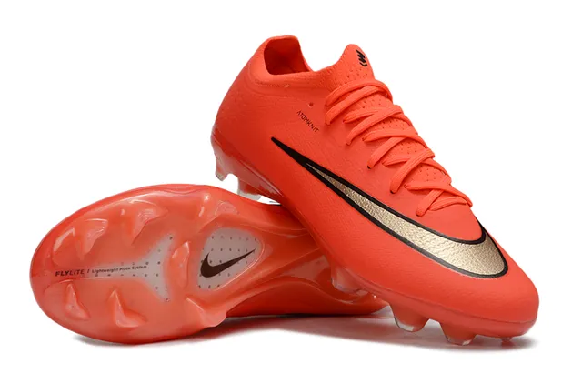 Nike Orange Gold Low-Cut Knit Upper Sock-Fit Collar Firm-Ground Soccer Shoes 2