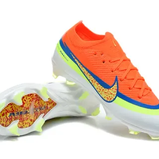 Nike Orange Green Low-Cut Knit Upper Dynamic Fit Collar Firm-Ground Soccer Shoes