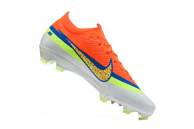 Nike Chaussures de Football Orange Vert Coupe Basse Upper en Maille Ajustement Dynamique Collar Sol Ferme 4