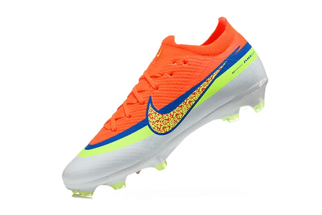 Nike Chaussures de Football Orange Vert Coupe Basse Upper en Maille Ajustement Dynamique Collar Sol Ferme 5