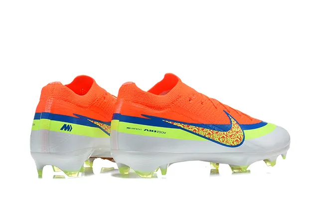 Nike Chaussures de Football Orange Vert Coupe Basse Upper en Maille Ajustement Dynamique Collar Sol Ferme 6