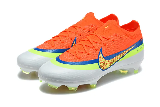 Nike Chaussures de Football Orange Vert Coupe Basse Upper en Maille Ajustement Dynamique Collar Sol Ferme 8