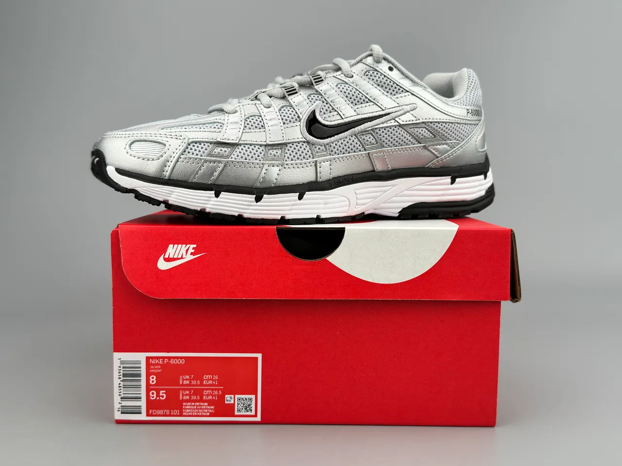 Nike P-6000 Metallic Silver Black White Running Shoes 4
