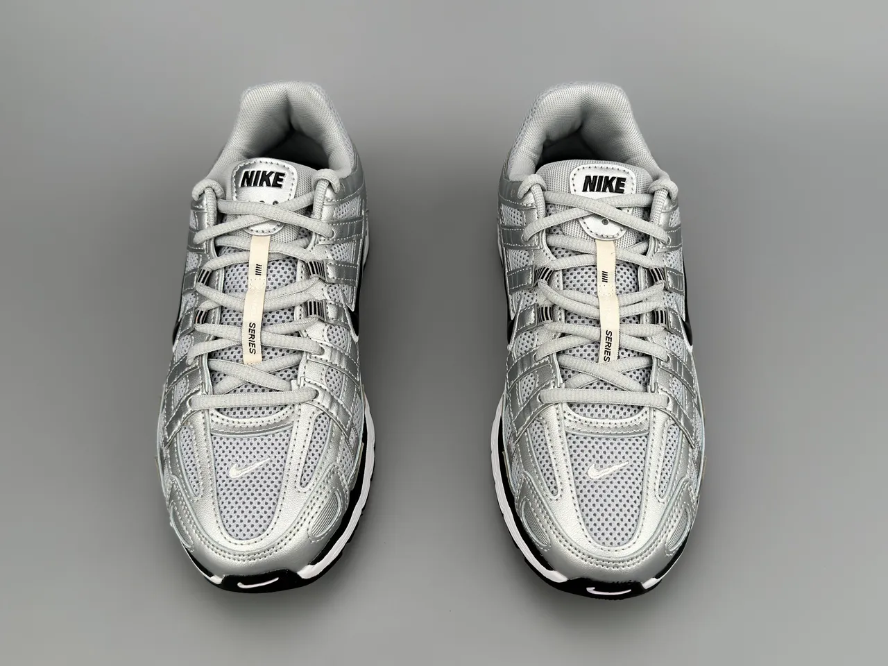 Nike P-6000 Metallic Silver Black White Running Shoes 9