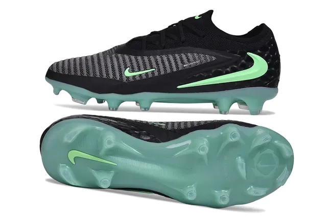Nike Phantom GT أسود أخضر محبوك أعلى نسيج مضلع مخفف كعب أرض ثابتة أحذية كرة القدم 3