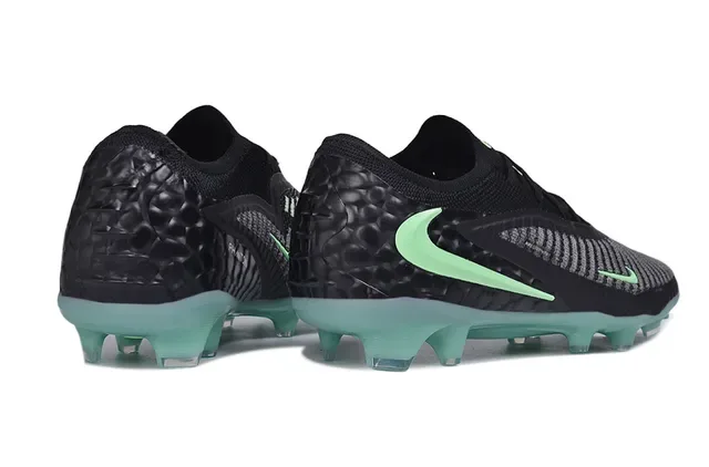 Nike Phantom GT أسود أخضر محبوك أعلى نسيج مضلع مخفف كعب أرض ثابتة أحذية كرة القدم 5