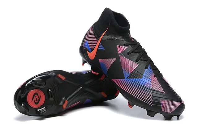 Nike Phantom GT Black Multicolor High-Cut Sock-Fit Collar Firm-Ground Soccer Shoes 6