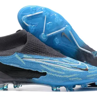 Nike Phantom GT Blue Black High-Cut Sock-Fit Collar Translucent Outsole Firm-Ground Soccer Shoes