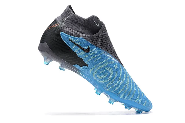 Nike Phantom GT Blue Black High-Cut Sock-Fit Collar Translucent Outsole Firm-Ground Soccer Shoes 3