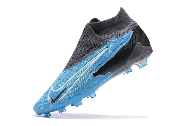 Nike Phantom GT Blue Black High-Cut Sock-Fit Collar Translucent Outsole Firm-Ground Soccer Shoes 4
