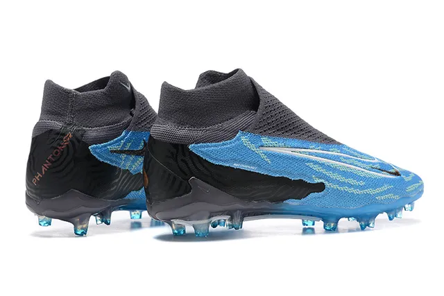 Nike Phantom GT Blue Black High-Cut Sock-Fit Collar Translucent Outsole Firm-Ground Soccer Shoes 5