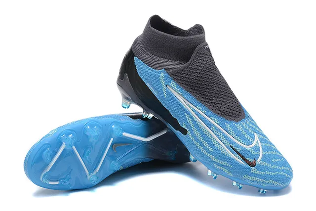 Nike Phantom GT Blue Black High-Cut Sock-Fit Collar Translucent Outsole Firm-Ground Soccer Shoes 6