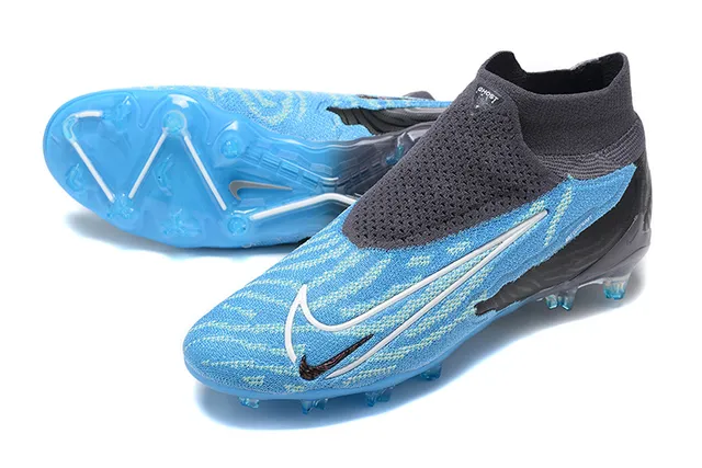 Nike Phantom GT Blue Black High-Cut Sock-Fit Collar Translucent Outsole Firm-Ground Soccer Shoes 7