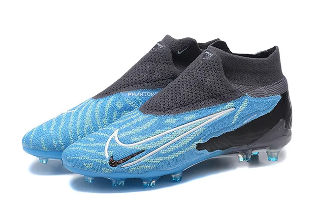 Nike Phantom GT Blue Black High-Cut Sock-Fit Collar Translucent Outsole Firm-Ground Soccer Shoes 8