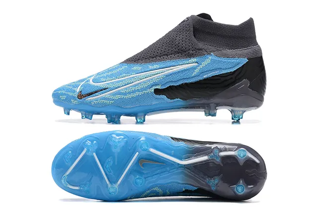 Nike Phantom GT Blue Black High-Cut Sock-Fit Collar Translucent Outsole Firm-Ground Soccer Shoes 9