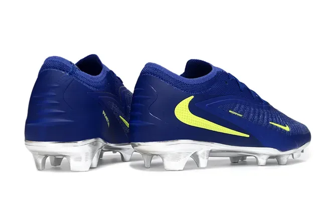 Nike Phantom GT Chuteira de futebol azul e amarelo upper knit contraforte metálico firm ground 5