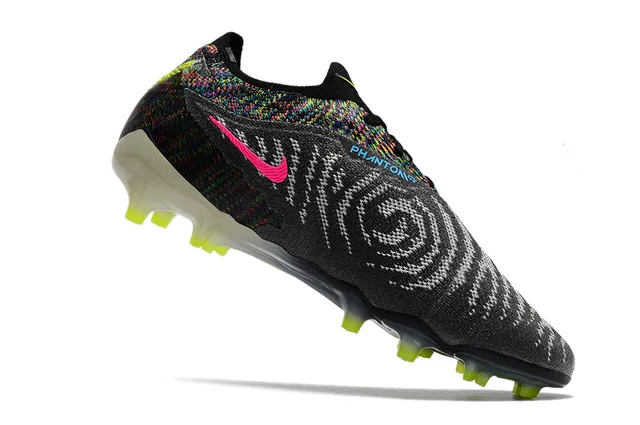 نايك Phantom GT متعدد الألوان أصفر Flyknit الوجه غير متناظر الرباط Firm-Ground أحذية كرة القدم 3