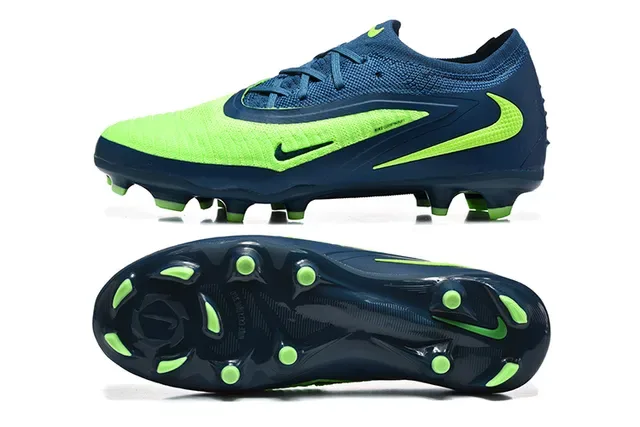 Nike Phantom GT Navy Green Upper Knit Cage Overlay Synthétique Chaussures de football pour terrain ferme 5