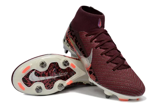 Nike Phantom GT United বুরগান্ডি অ্যানিমেল প্রিন্ট ফার্ম গ্রাউন্ড ফুটবল জুতো 4