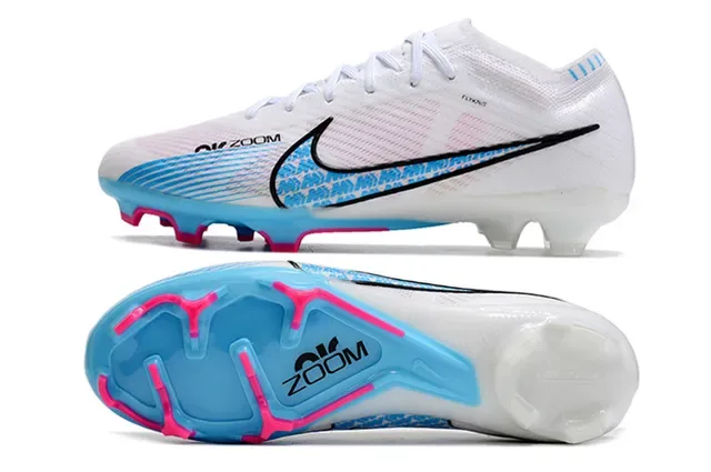 Nike Phantom GT White Blue Flyknit Upper Dynamic Graphic Side Panel Firm-Ground Soccer Shoes 6