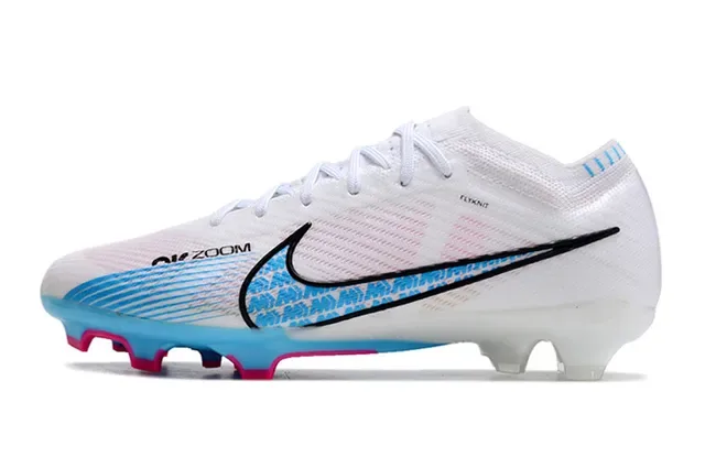 Nike Phantom GT White Blue Flyknit Upper Dynamic Graphic Side Panel Firm-Ground Soccer Shoes 7