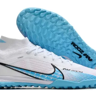Nike Phantom GT सफेद नीला Flyknit Upper Sock-Fit Collar Turf फुटबॉल जूते