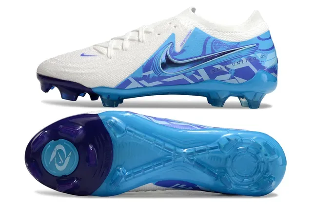 Nike Phantom GT أحذية كرة القدم Firm-Ground أبيض وأزرق Knit Upper رسم بياني iridescent 6