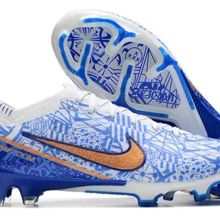Nike Phantom GT White Blue Low-Cut Patterned Mesh Upper Firm-Ground Soccer Shoes