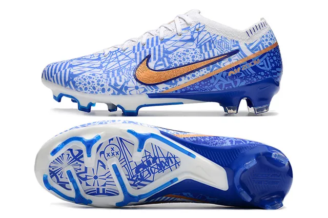 Nike Phantom GT White Blue Low-Cut Patterned Mesh Upper Firm-Ground Soccer Shoes 2