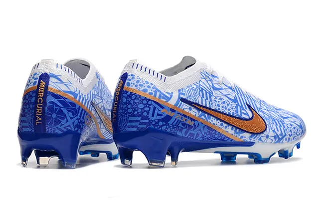 Nike Phantom GT White Blue Low-Cut Patterned Mesh Upper Firm-Ground Soccer Shoes 7