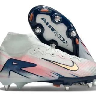 Nike Phantom GT White Navy High-Cut Sock-Fit Collar Firm-Ground Soccer Shoes