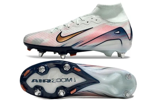Nike Phantom GT White Navy High-Cut Sock-Fit Collar Firm-Ground Soccer Shoes 5