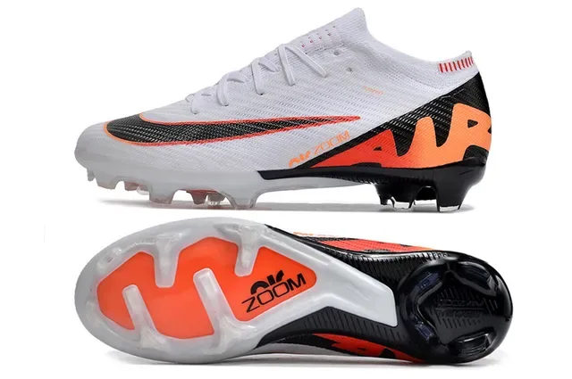 Nike Phantom GT Chaussures de football blanc orange upper knit col haut pour terrain ferme 5
