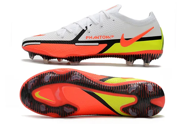 Nike Phantom GT Blanc Orange Jaune Néon Terrain ferme Chaussures de football 2