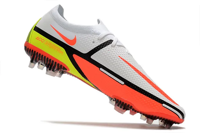 Nike Phantom GT Blanc Orange Jaune Néon Terrain ferme Chaussures de football 3