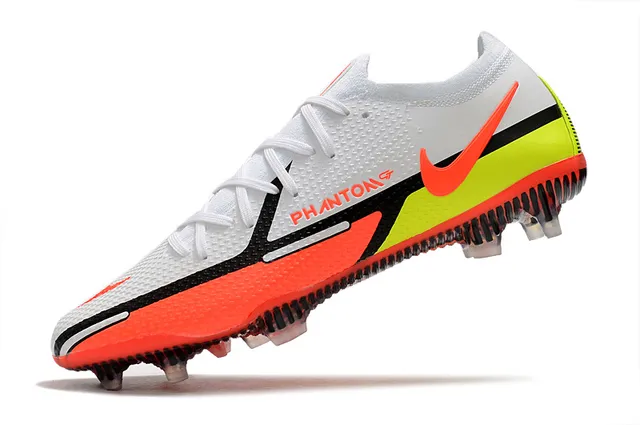Nike Phantom GT Blanc Orange Jaune Néon Terrain ferme Chaussures de football 4