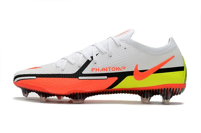 Nike Phantom GT Blanc Orange Jaune Néon Terrain ferme Chaussures de football 5
