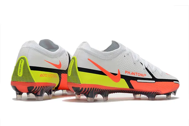 Nike Phantom GT Blanc Orange Jaune Néon Terrain ferme Chaussures de football 7