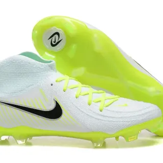 Nike Phantom GT White Yellow High-Cut Bootie Upper Flyknit Construction Firm-Ground Soccer Shoes