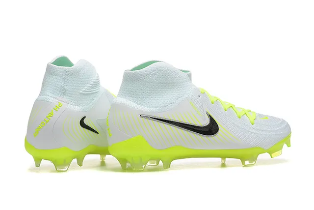 Nike Phantom GT White Yellow High-Cut Bootie Upper Flyknit Construction Firm-Ground Soccer Shoes 2