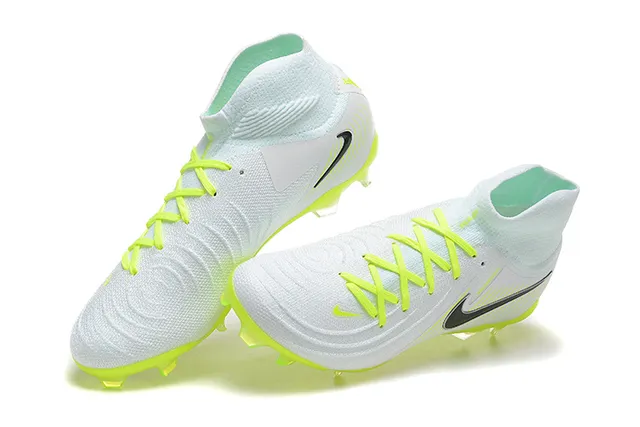 Nike Phantom GT White Yellow High-Cut Bootie Upper Flyknit Construction Firm-Ground Soccer Shoes 3