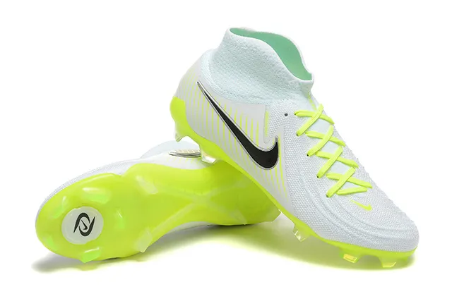 Nike Phantom GT White Yellow High-Cut Bootie Upper Flyknit Construction Firm-Ground Soccer Shoes 6