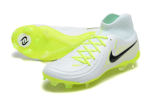 Nike Phantom GT White Yellow High-Cut Bootie Upper Flyknit Construction Firm-Ground Soccer Shoes 7