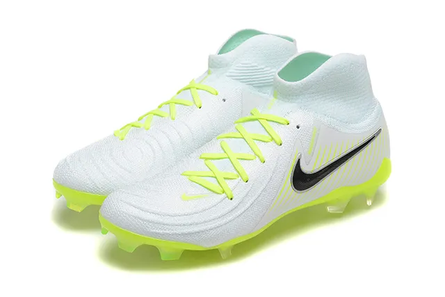 Nike Phantom GT White Yellow High-Cut Bootie Upper Flyknit Construction Firm-Ground Soccer Shoes 8