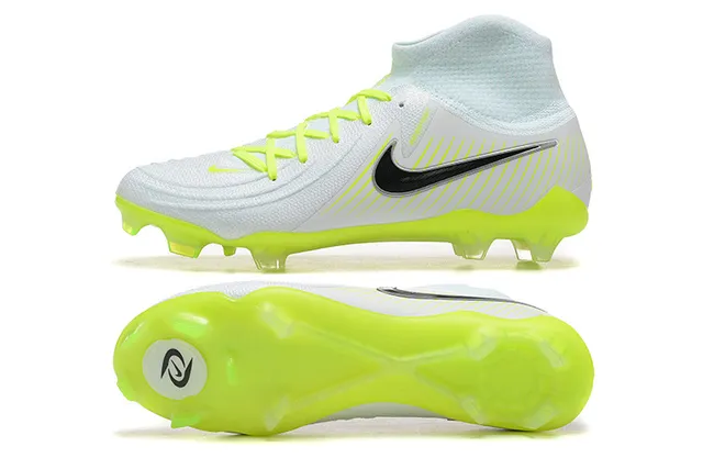 Nike Phantom GT White Yellow High-Cut Bootie Upper Flyknit Construction Firm-Ground Soccer Shoes 9