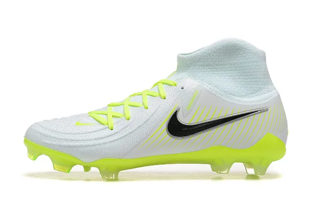 Nike Phantom GT White Yellow High-Cut Bootie Upper Flyknit Construction Firm-Ground Soccer Shoes 10